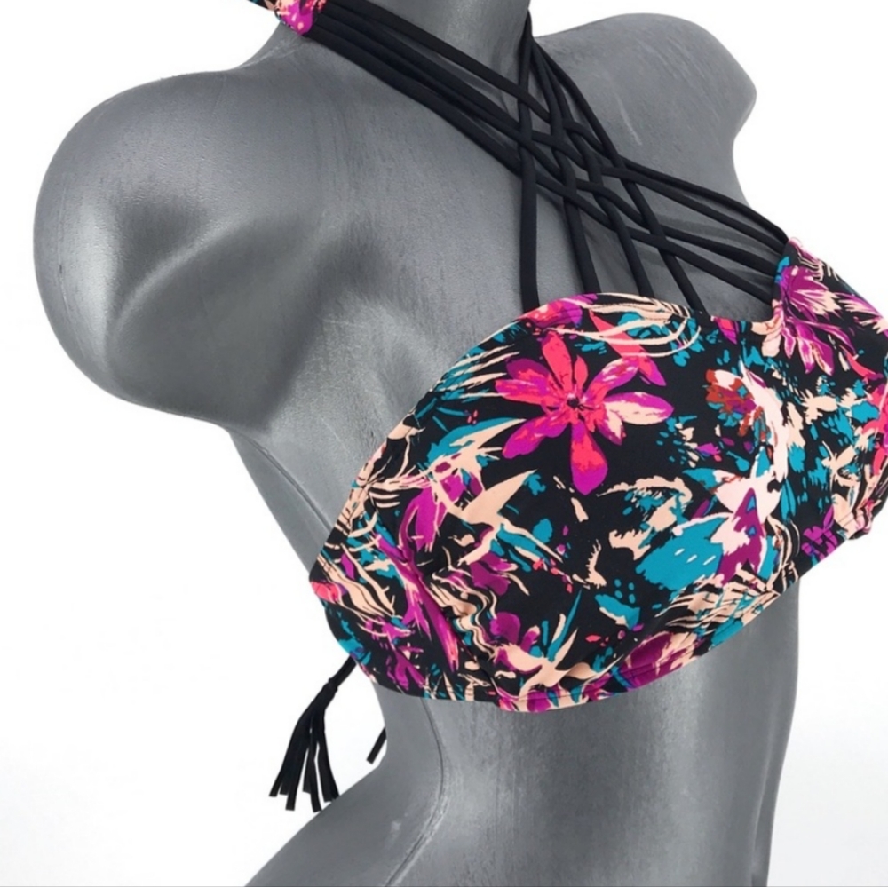 💎Hula Honey Tropical Splash Strappy Bikini Top in size S